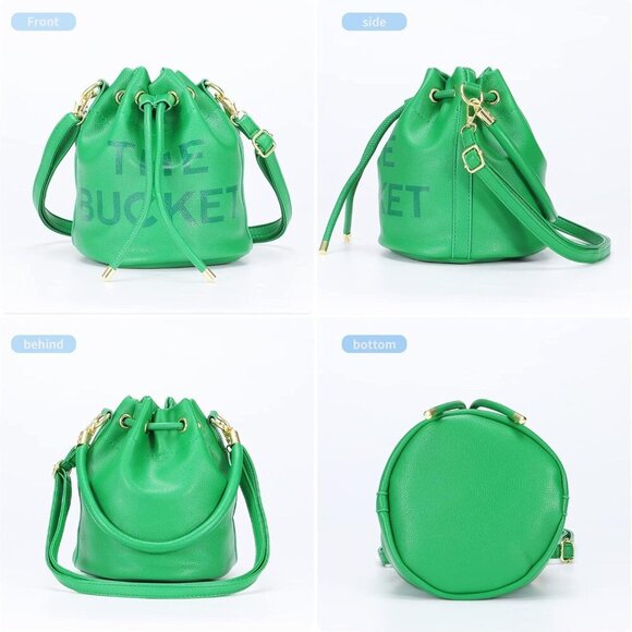 Mini Leather Bucket Bags for Women Drawstring Crossbody Handbags Hobo Bag - Picture 6 of 7